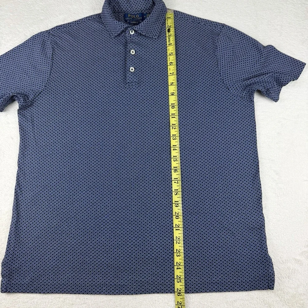 Polo Ralph Lauren Shirt Mens Medium Blue AOP Circle Print Custom Classic‎ Fit
